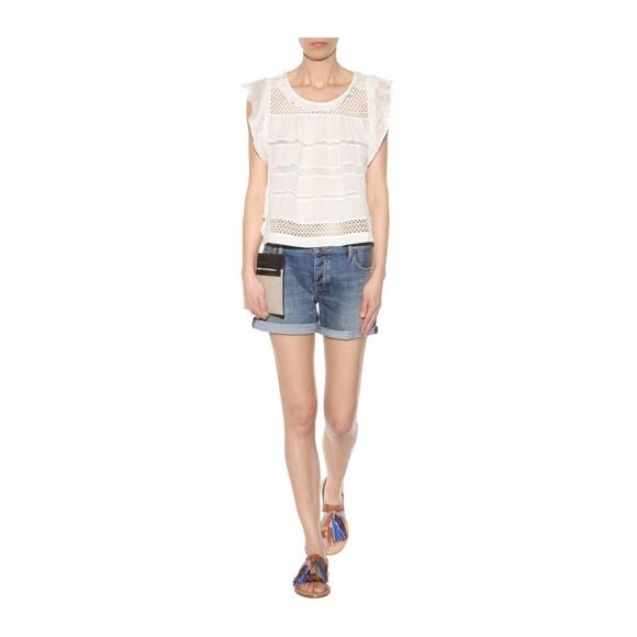 Isabel Marat Etoile White Boho Lace Crochet Blouse Top Sz 38 /M Romantic Cottage - Picture 1 of 13